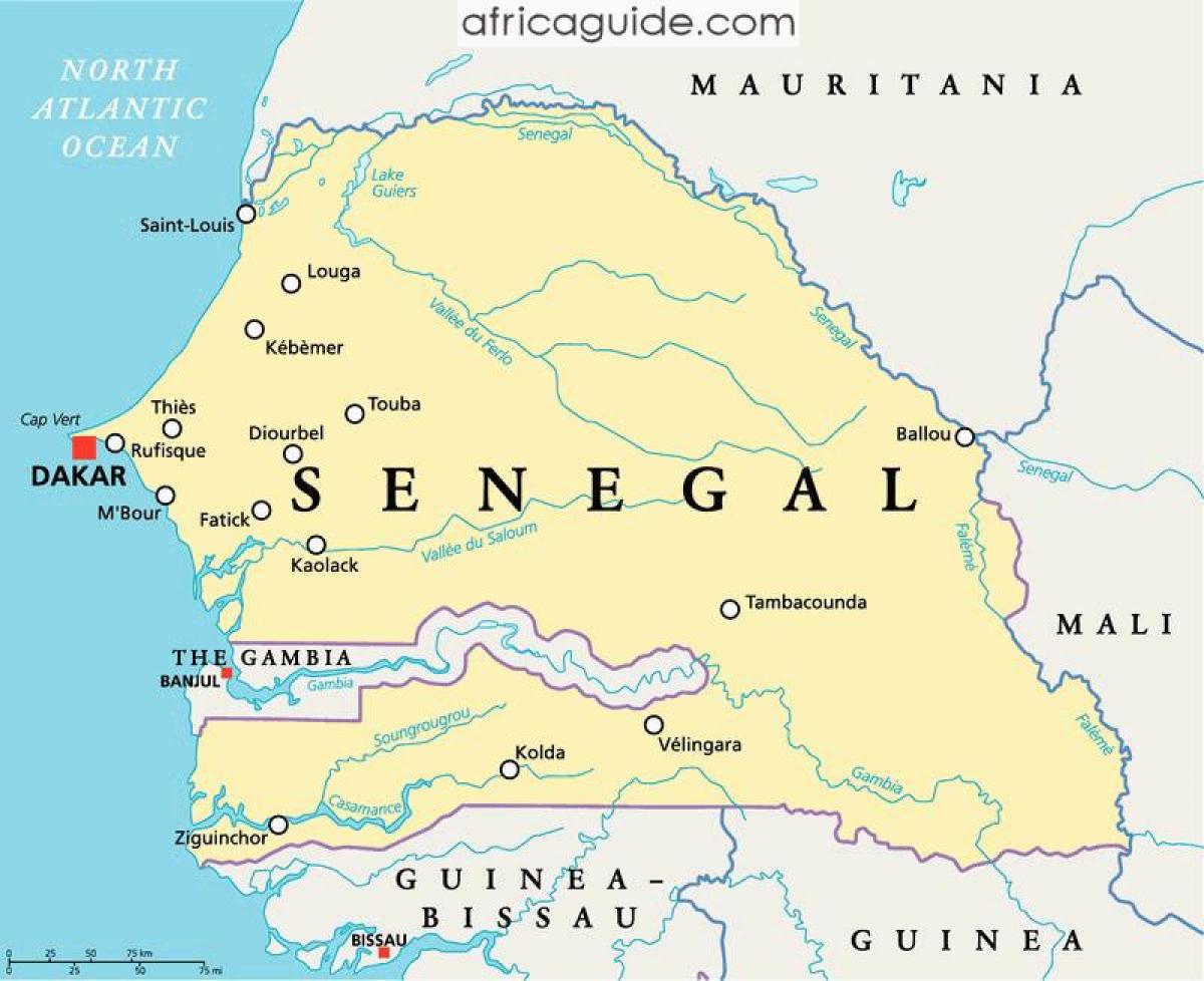 Senegal-floden afrika kort