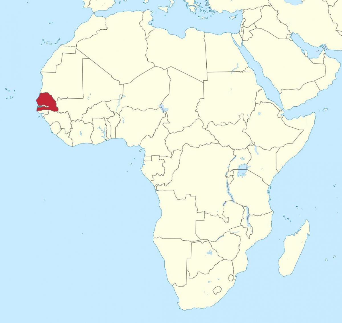 Senegal på et kort over afrika
