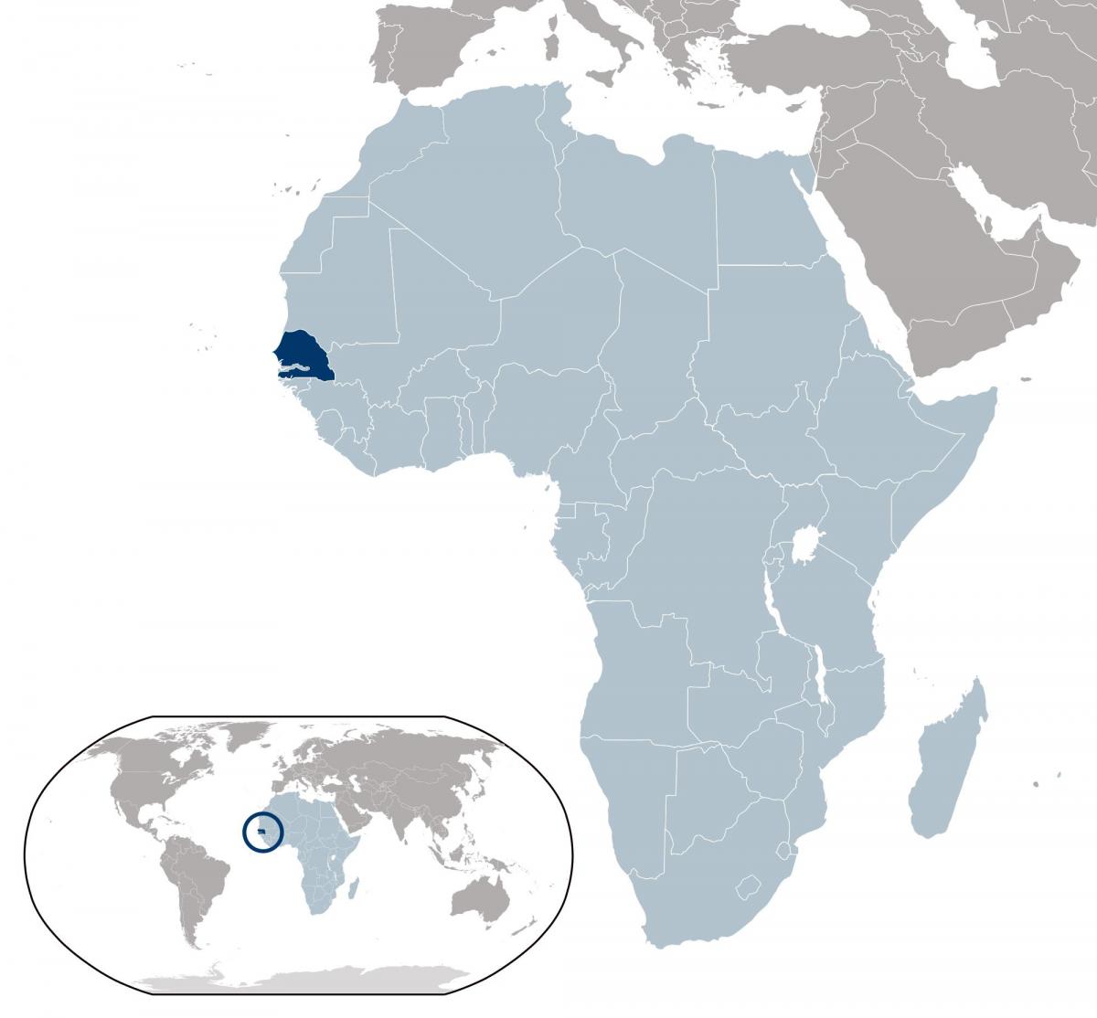 kort over Senegal placering på verden