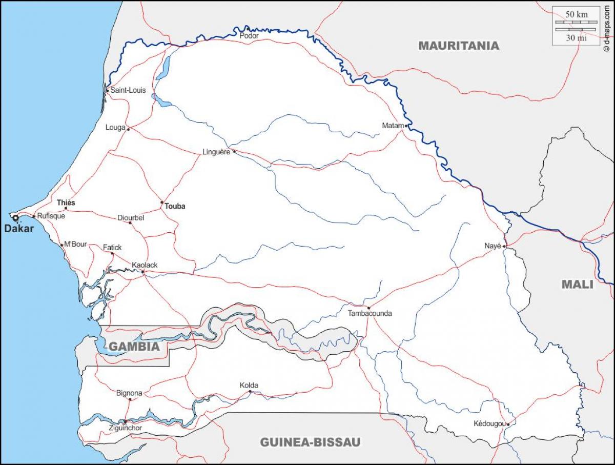kort over Senegal touba